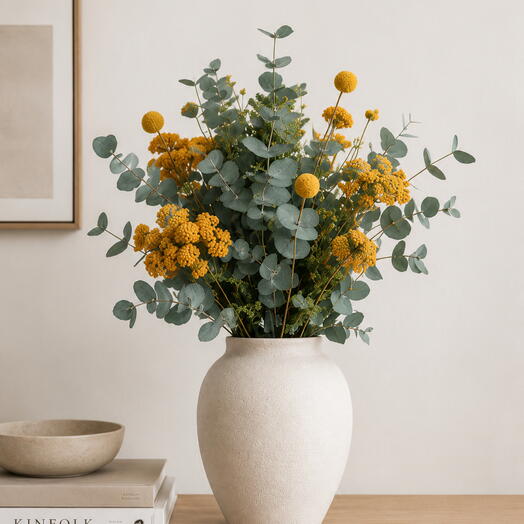Ramo de eucalipto y Achillea