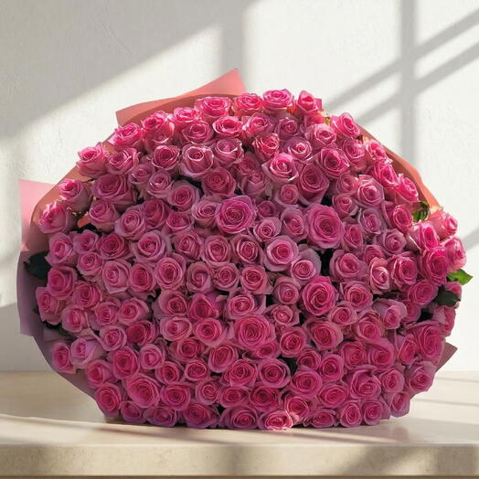 Ramo de 120 rosas rosadas – Bouquet gigante elegante para Dia de la Mujer y ocasiones especiales