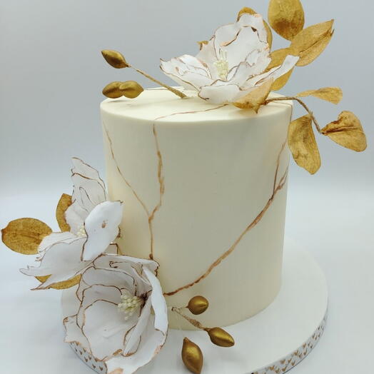 Tarta Flores Dorada 20 raciones