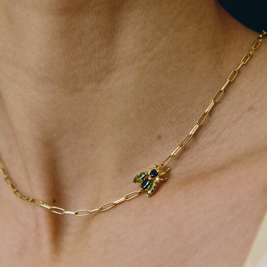 Colgante Mosca Artesanal de Plata 925 con Bano de Oro 18 kt – Joyeria Hecha a Mano