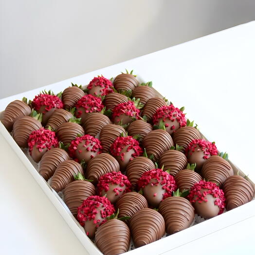 Caja de fresas en chocolate belga
