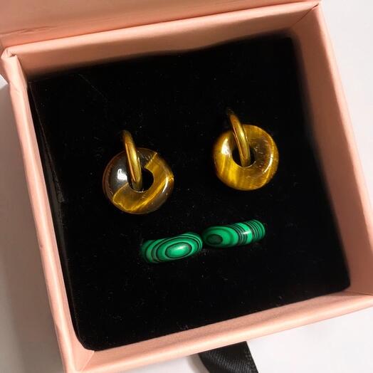 Pack de pendientes OJO DE TIGRE + MALAQUITA