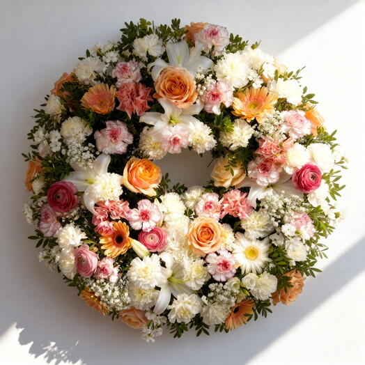 Corona Funebre Elegante Varsovia – Arreglo Floral Premium de Condolencias en Madrid