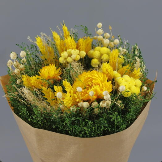 Bouquet préservé tons jaunes