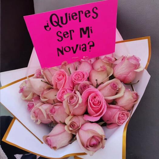 ¿Quieres Ser Mi Novia? – Ramo de Rosas Romantico