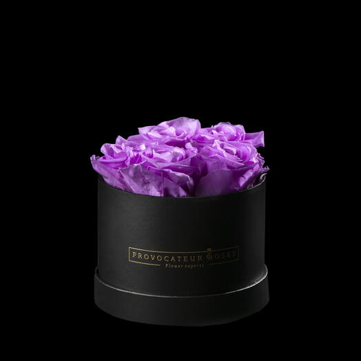 Caja redonda 12cm  de rosas preservadas baby lili
