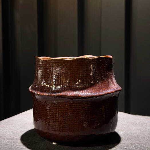Maceta de ceramica Bambu marron oscuro