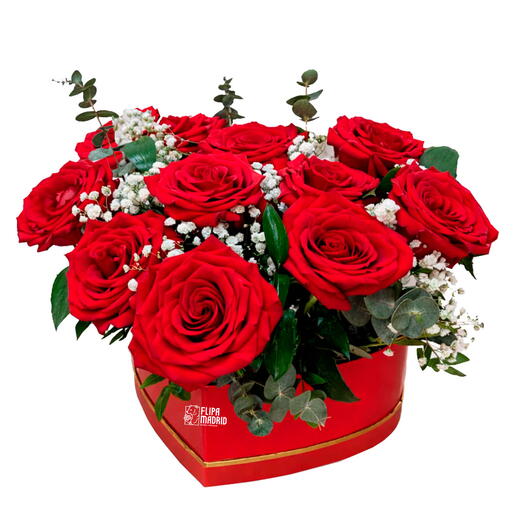 Corazon 12 rosas rojas