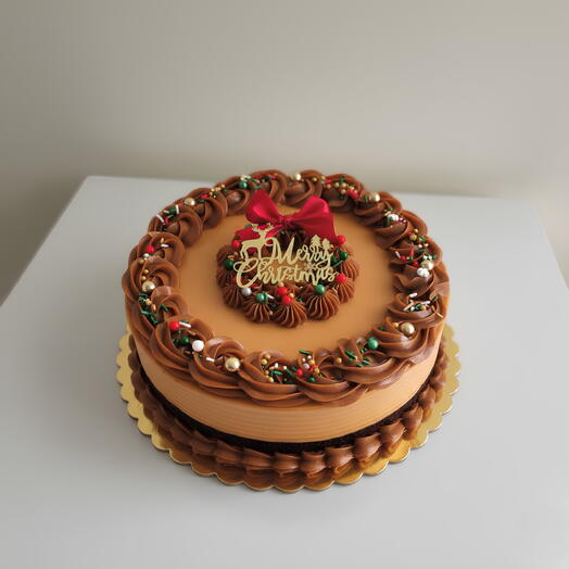 Chocoflan sweet round Merry Christmas