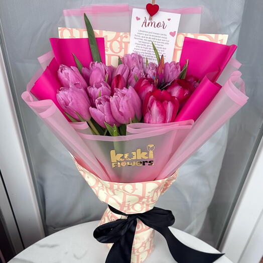 20 tulipanes Rosados - Ramo romantico