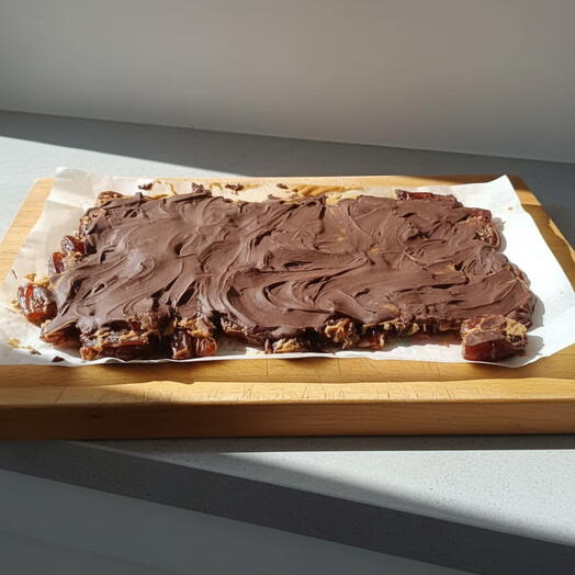 Roca energetica con chocolate negro,datiles y crema de cacahuetes