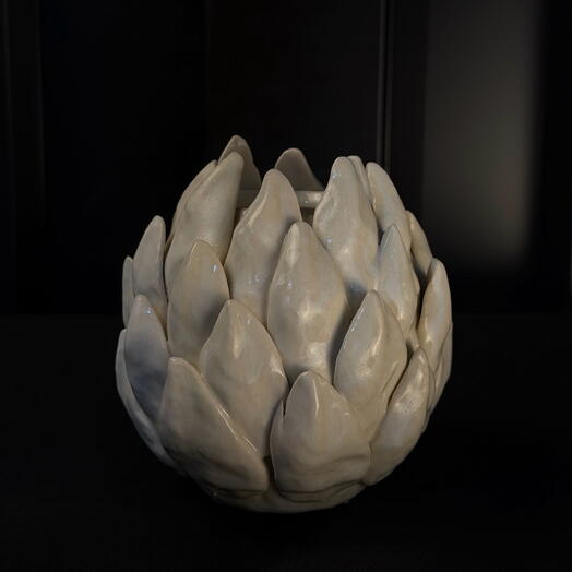 Maceta alcachofa ceramica crema
