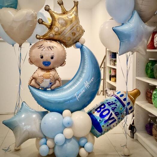 Bouquet de globos para un nino recien nacido