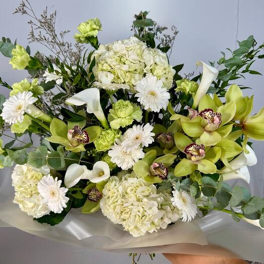 Lux Zen- orquídeas exóticas   obra maestra con lirio de cala - romance, aniversario, compromiso, recuperación, regalo pensando en ti