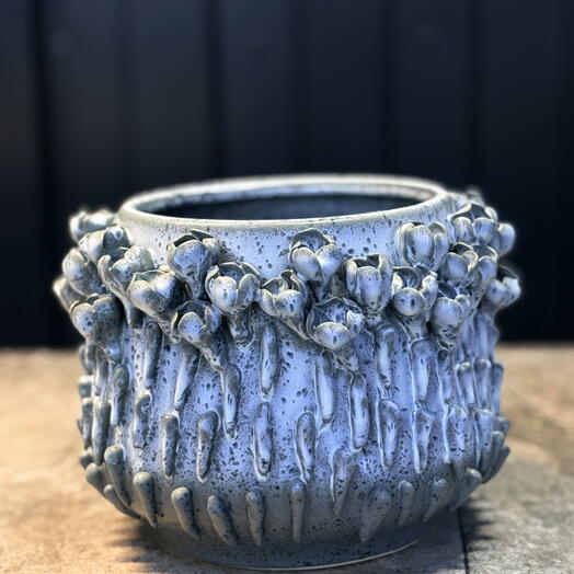 Maceta de ceramica crocuz azul