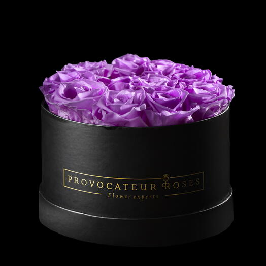 Caja redonda 20cm  de rosas preservas baby lili