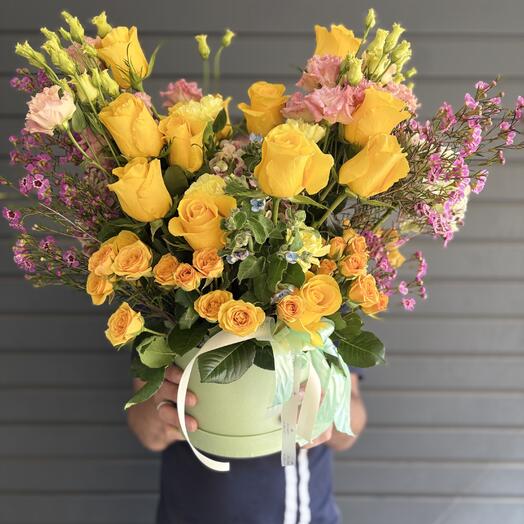 Flores vibrantes en caja