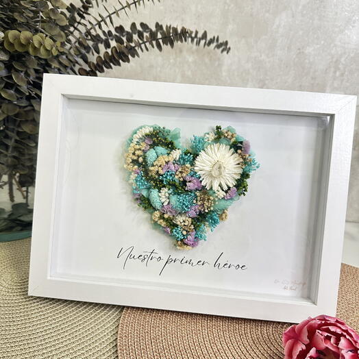 Corazon Flor Preservado – Cuadro con flores eternas