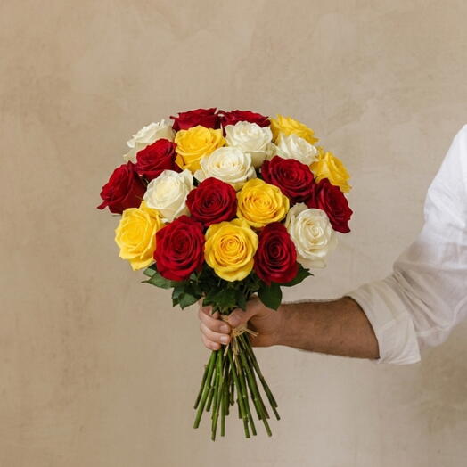 Mix of Red, White and Yellow Roses