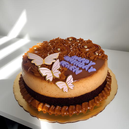 Chocoflan  redondo con dulce de leche