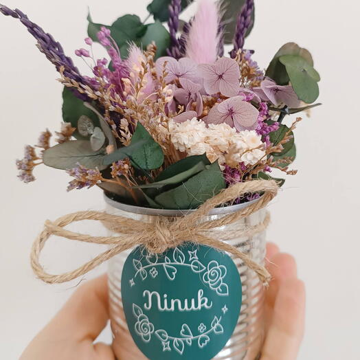 Latita de flores preservadas lila