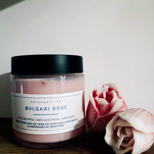 Tarro vela de cera de soja aroma bvlgary rose