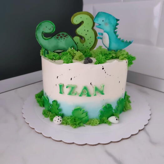 Tarta Dinosaurios Verde Jungle para Cumpleanos
