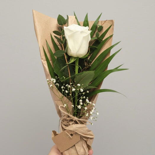 White Rose in Kraft Paper