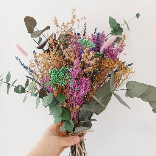 Ramo seco morado y turquesa
