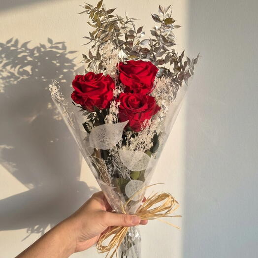 Ramo 3 Rosas Rojas Eternas perfumadas